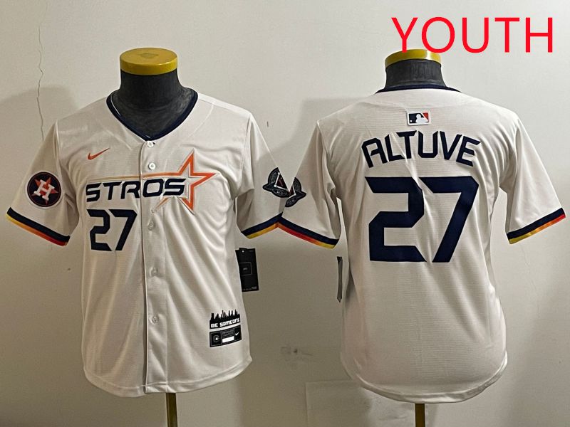 Youth Houston Astros #27 Altuve Cream Three generations Joint Name 2025 Nike MLB Jersey style 4122